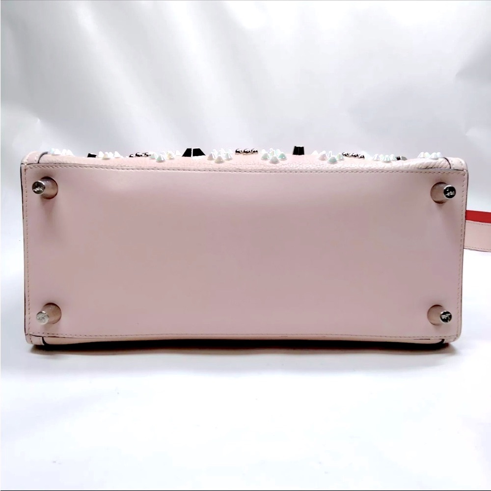 Christian Louboutin Calfskin Loubinthesky Medium Paloma Beige Pink 2way Satchel - Picture 5 of 16